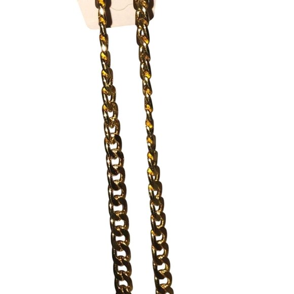 Chunky Gold Tone Curb Chain Necklace 28 Inches Fashion Jewelry Unisex - Picture 9 of 11